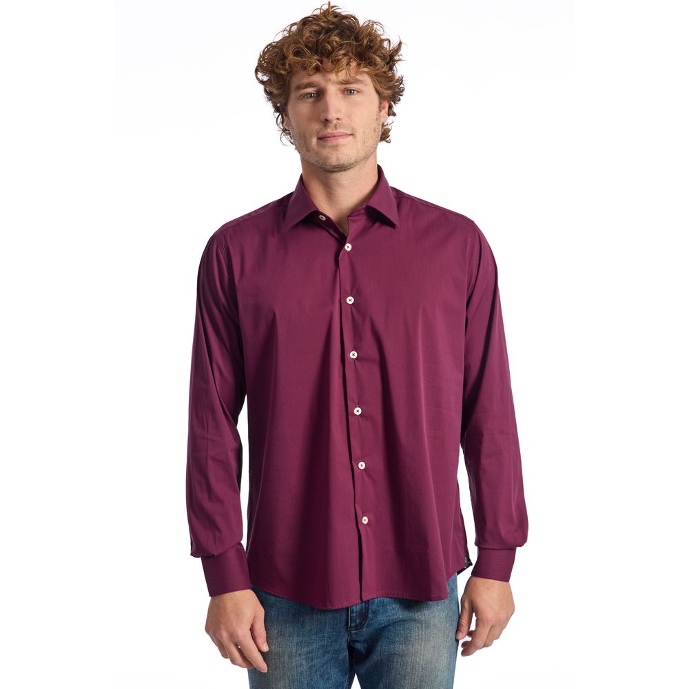 Baldinini Trend Burgundy Cotton Shirt for Men