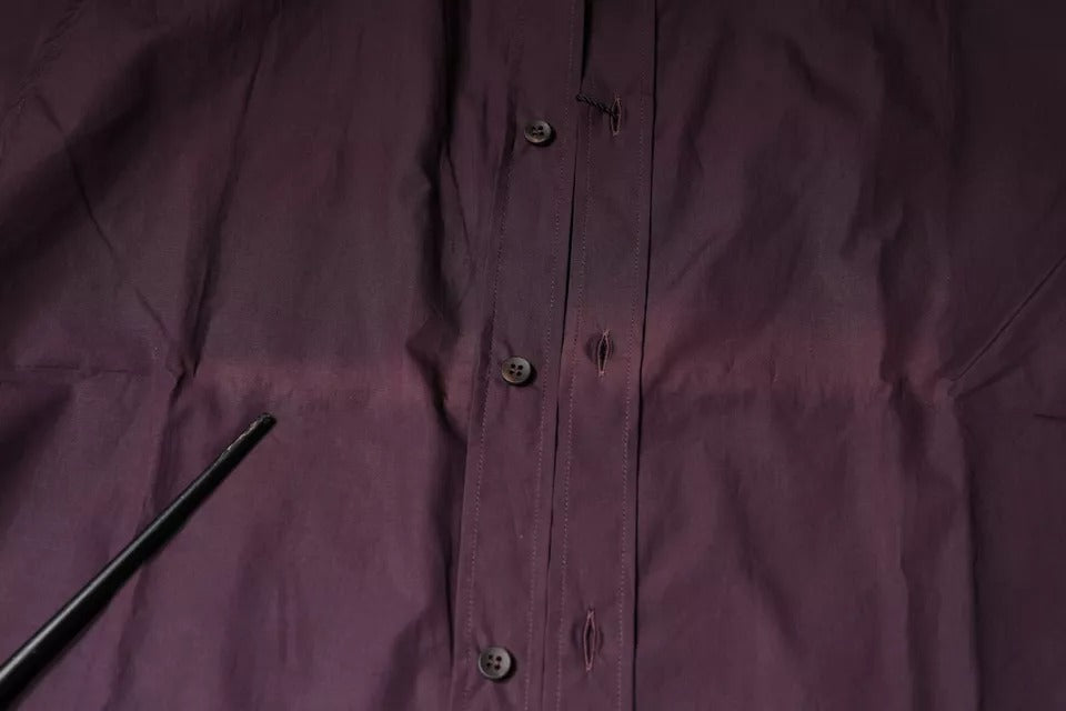 Dolce &amp; Gabbana Dark Violet Cotton Dress GOLD Men Formal Shirt