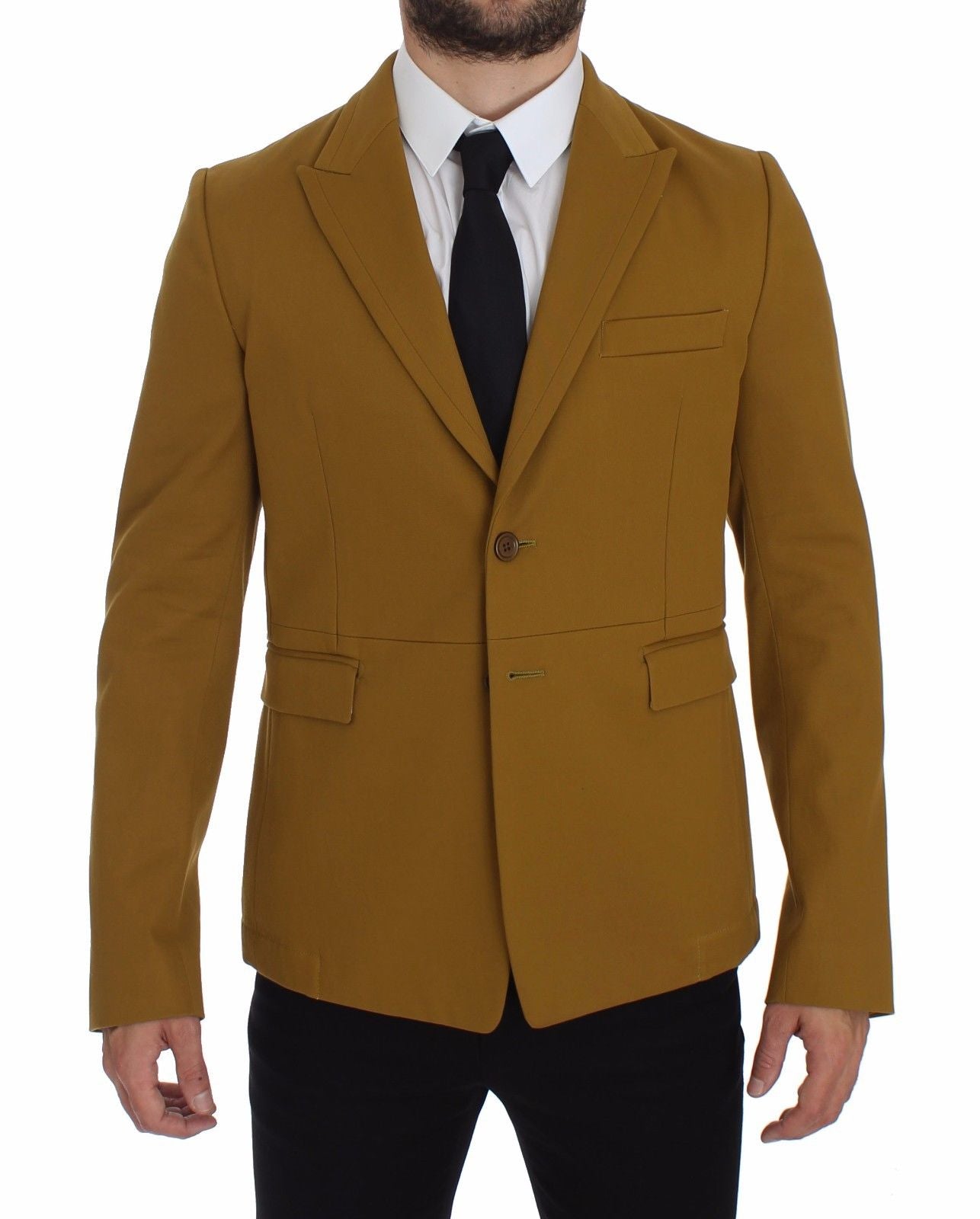 Dolce &amp; Gabbana Yellow Cotton Stretch Blazer