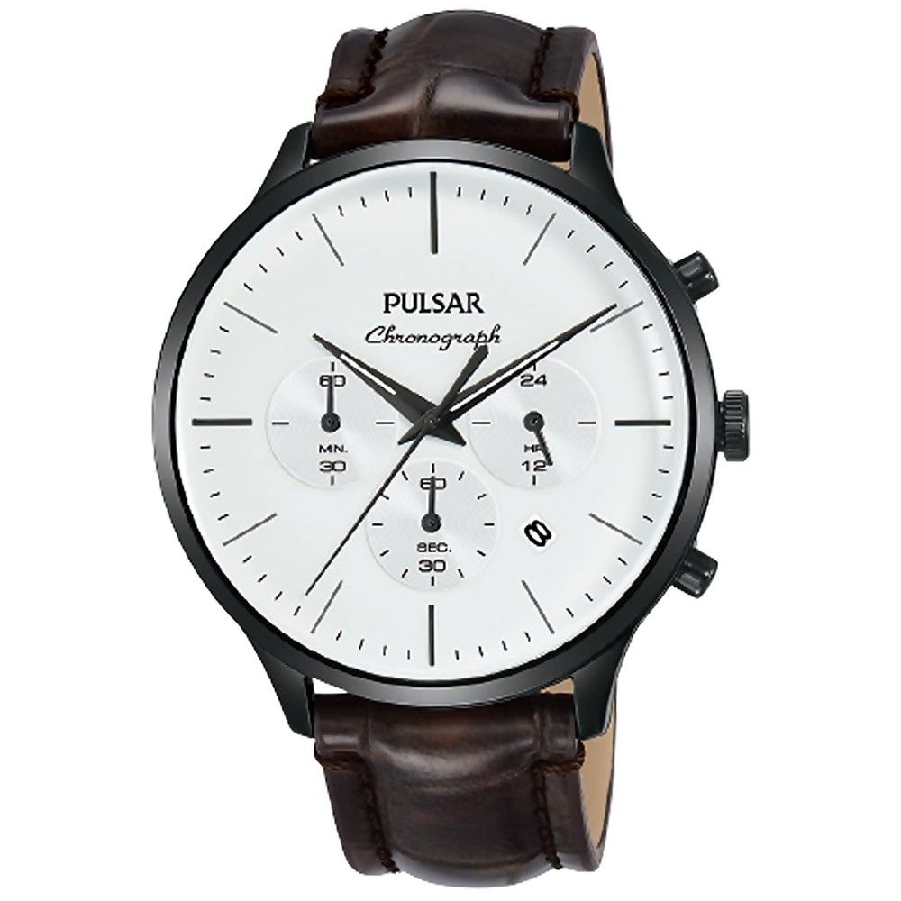 Pulsar brown leather watch