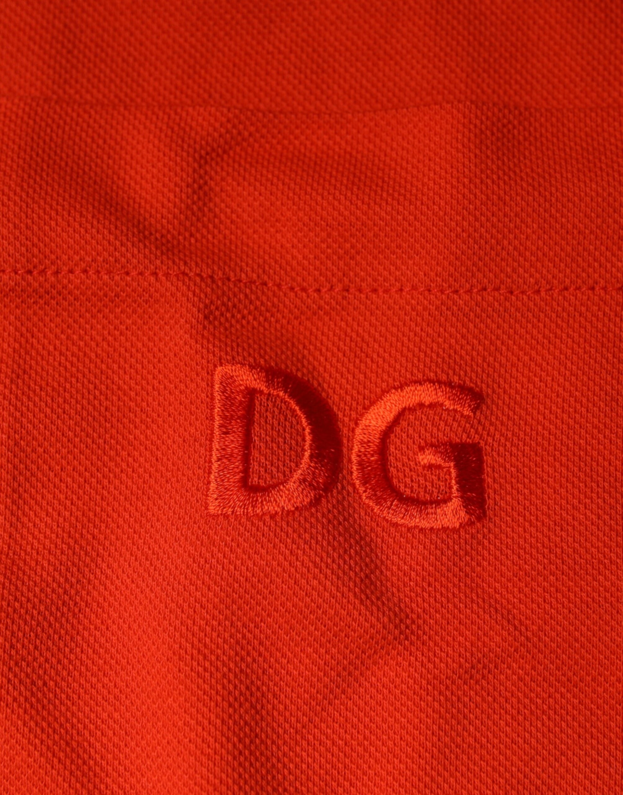 Dolce & Gabbana Orangefarbenes Baumwoll-Poloshirt mit Knopfleiste