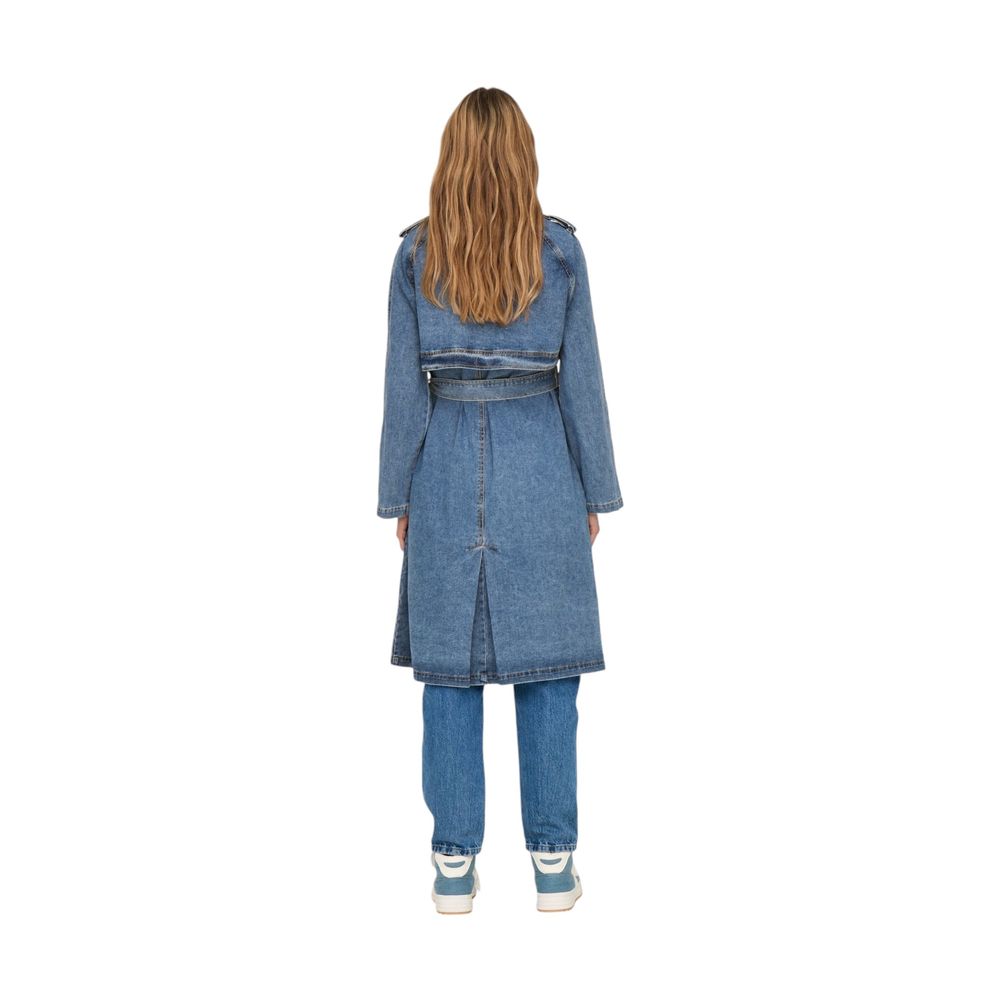 Only Blauer Trenchcoat aus Baumwolle