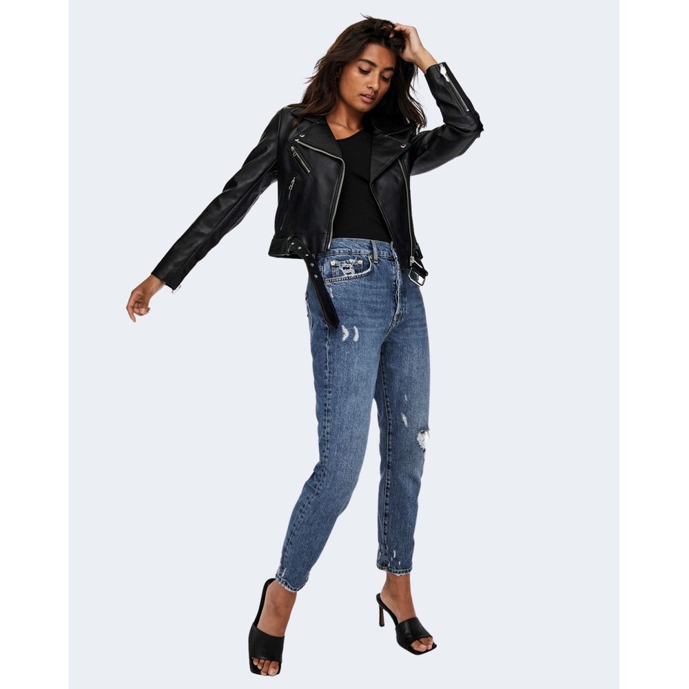 Sadece Siyah Polyester Ceketler ve Montlar