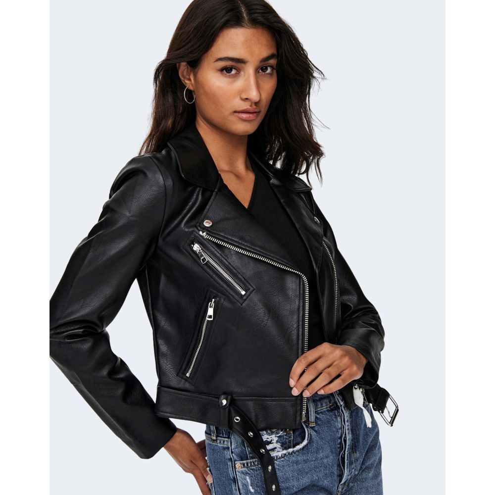 Sadece Siyah Polyester Ceketler ve Montlar