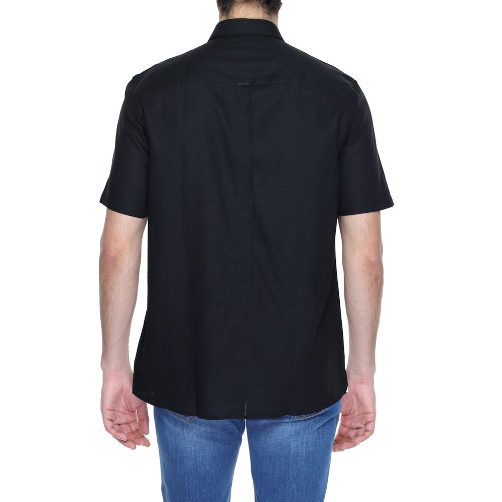 Antony Morato black linen short-sleeved shirt