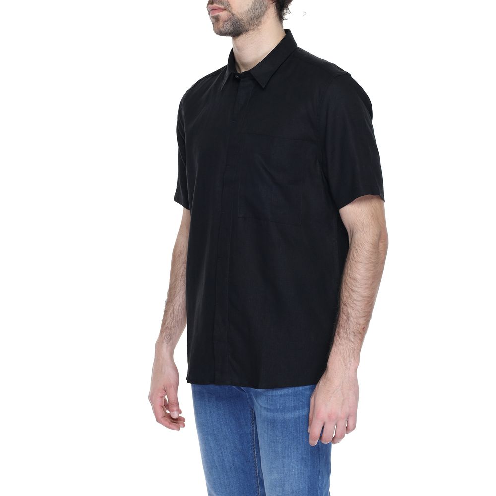 Antony Morato black linen short-sleeved shirt