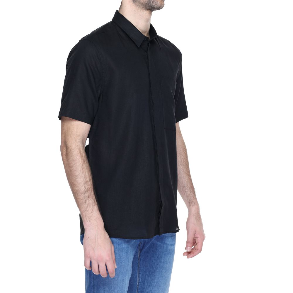 Antony Morato black linen short-sleeved shirt
