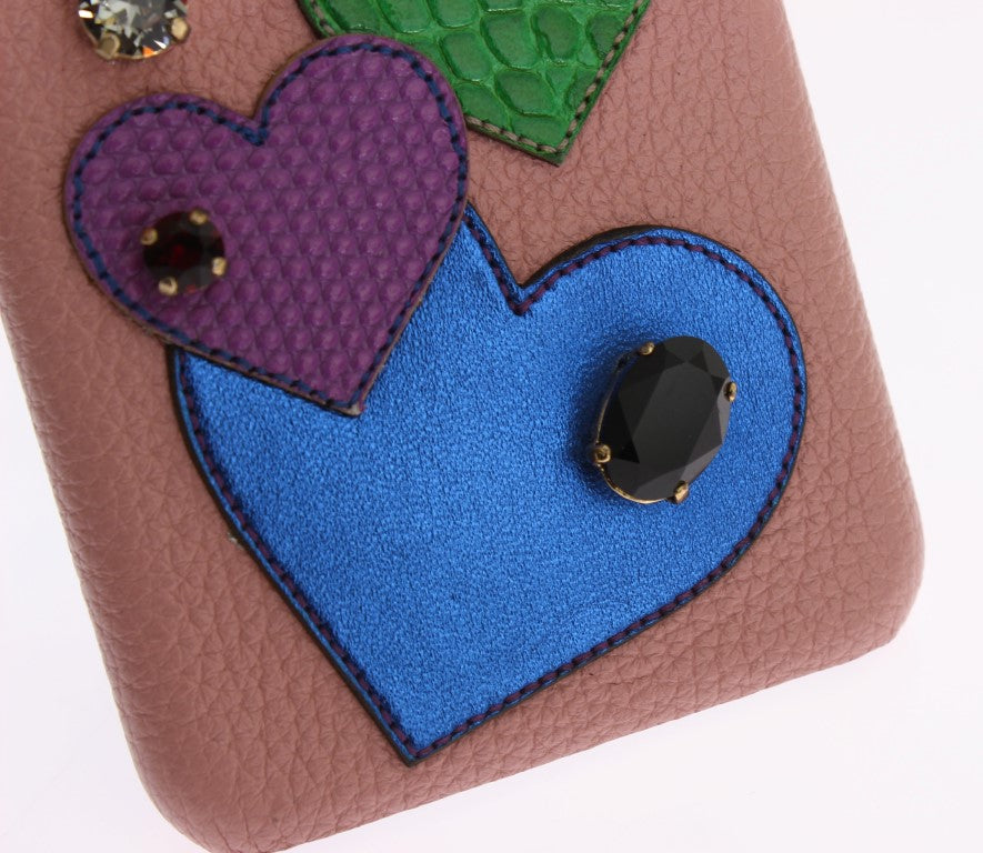 Dolce & Gabbana Rosa Leder Herz Kristall Handytasche