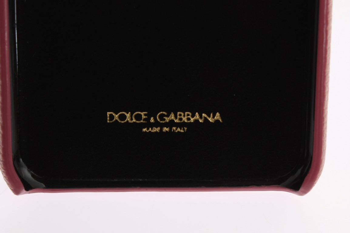 Dolce & Gabbana Rosa Leder Herz Kristall Handytasche