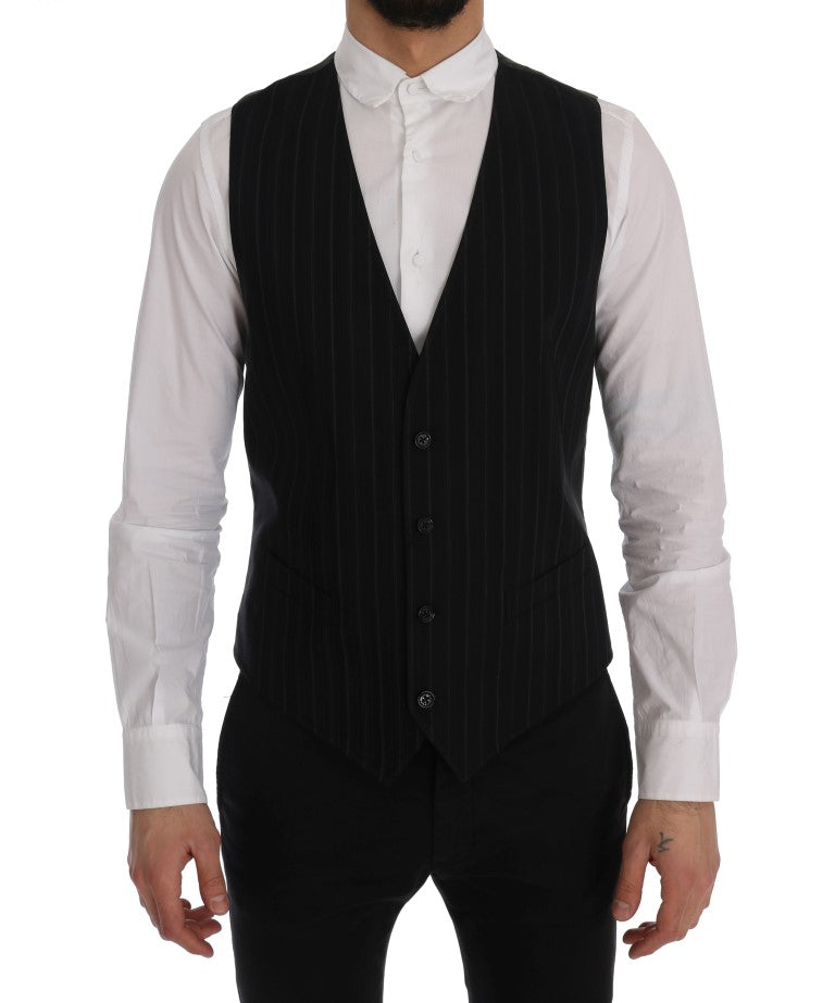 Dolce &amp; Gabbana Black STAFF cotton vest with stripes