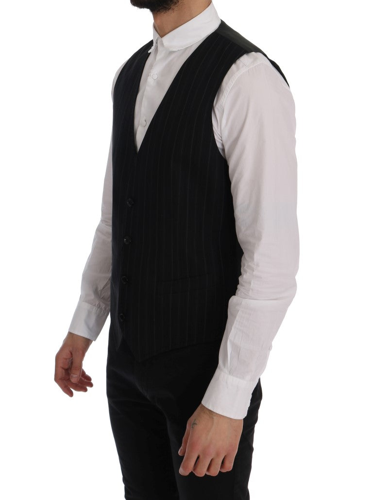 Dolce &amp; Gabbana Black STAFF cotton vest with stripes