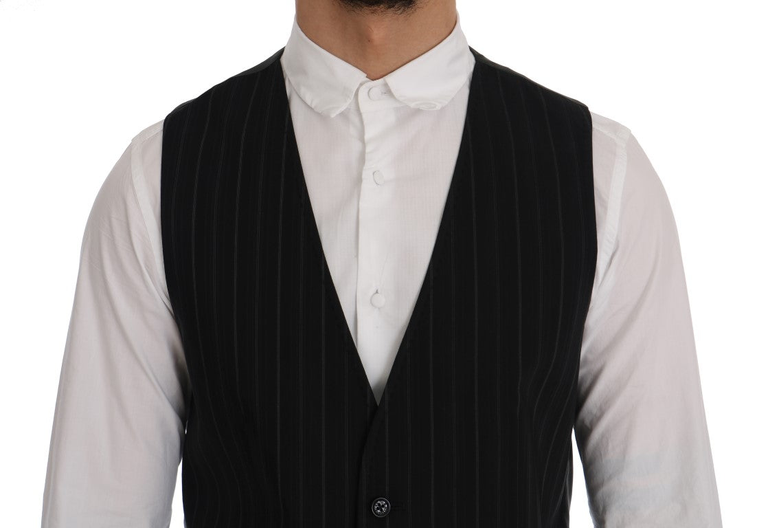 Dolce &amp; Gabbana Black STAFF cotton vest with stripes