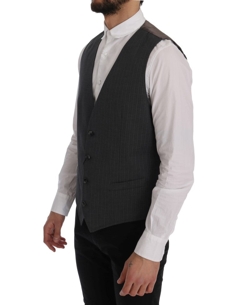 Dolce &amp; Gabbana Grey STAFF Cotton Vest with Stripes