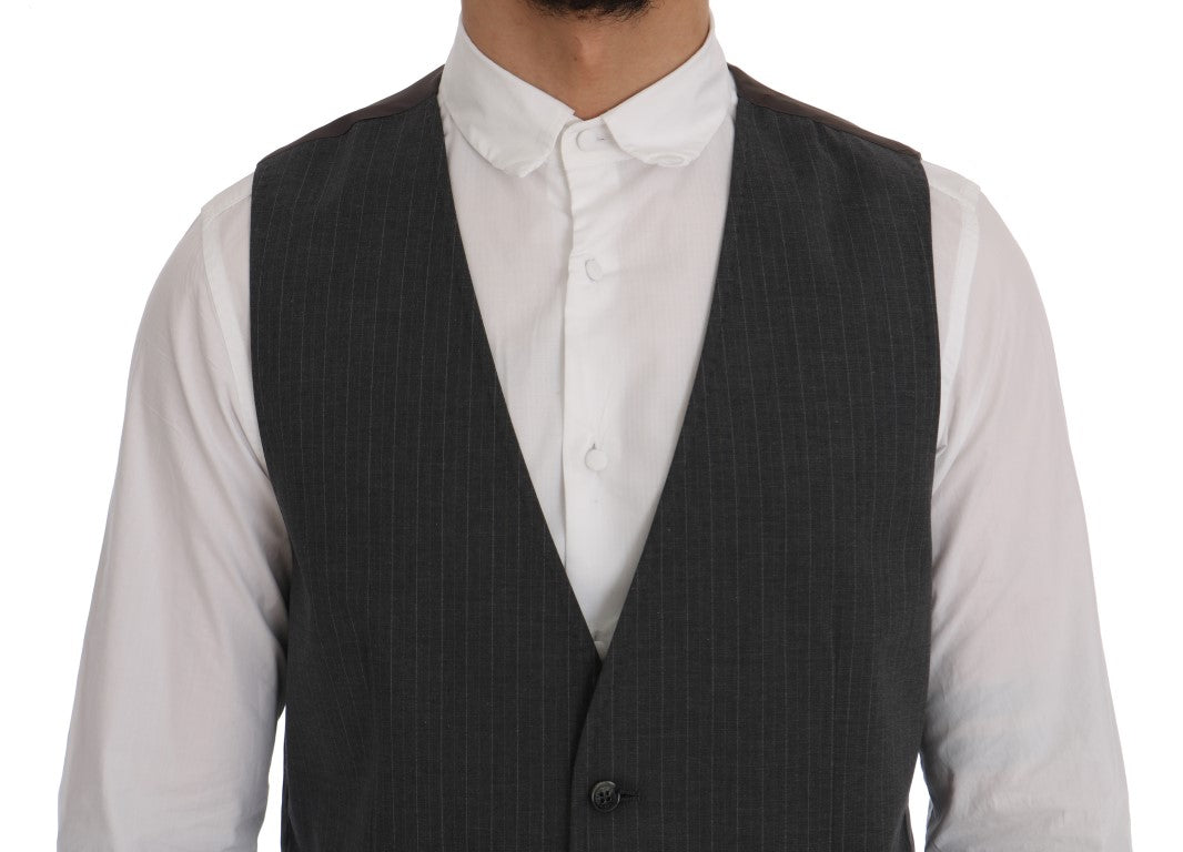 Dolce &amp; Gabbana Grey STAFF Cotton Vest with Stripes