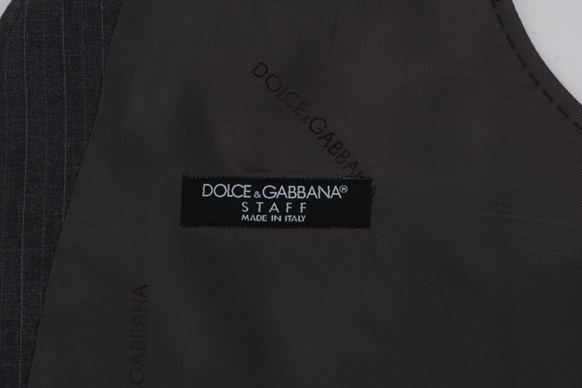 Dolce &amp; Gabbana Grey STAFF Cotton Vest with Stripes