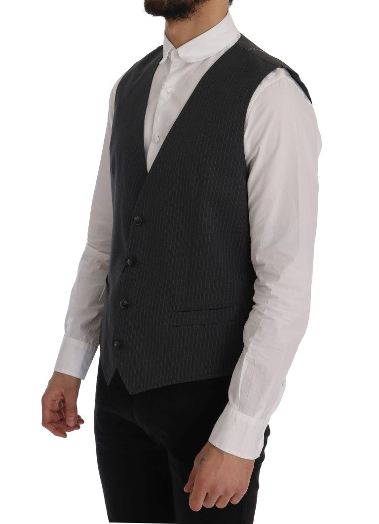 Dolce &amp; Gabbana Grey STAFF Cotton Vest with Stripes