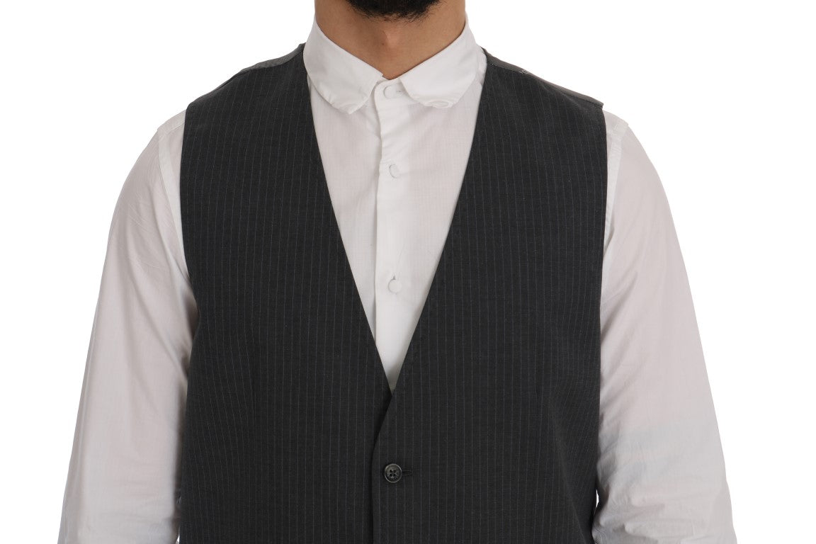 Dolce &amp; Gabbana Grey STAFF Cotton Vest with Stripes