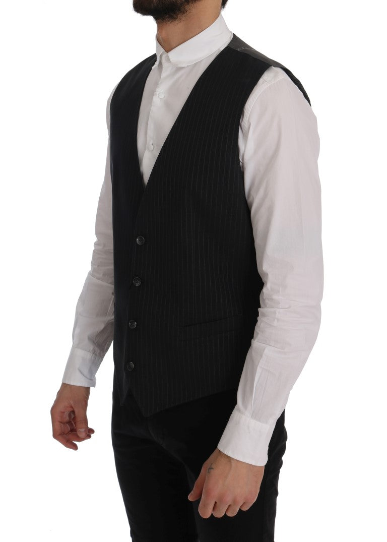 Dolce &amp; Gabbana Grey STAFF Cotton Vest with Stripes