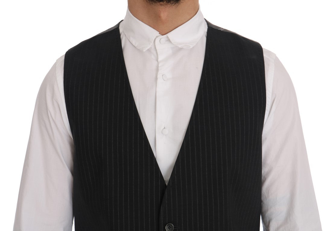 Dolce &amp; Gabbana Grey STAFF Cotton Vest with Stripes