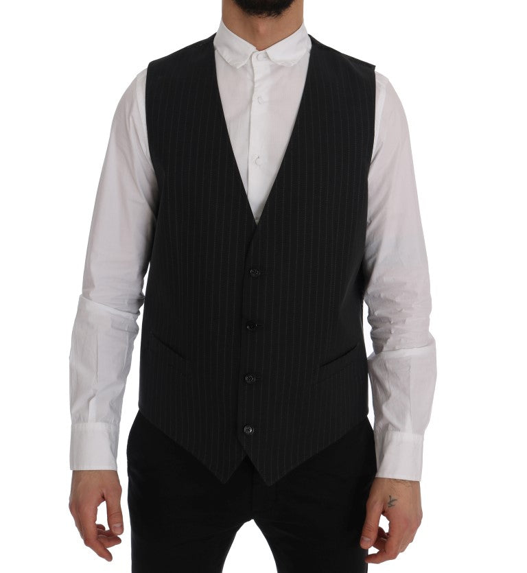 Dolce &amp; Gabbana Grey STAFF Cotton Vest with Stripes