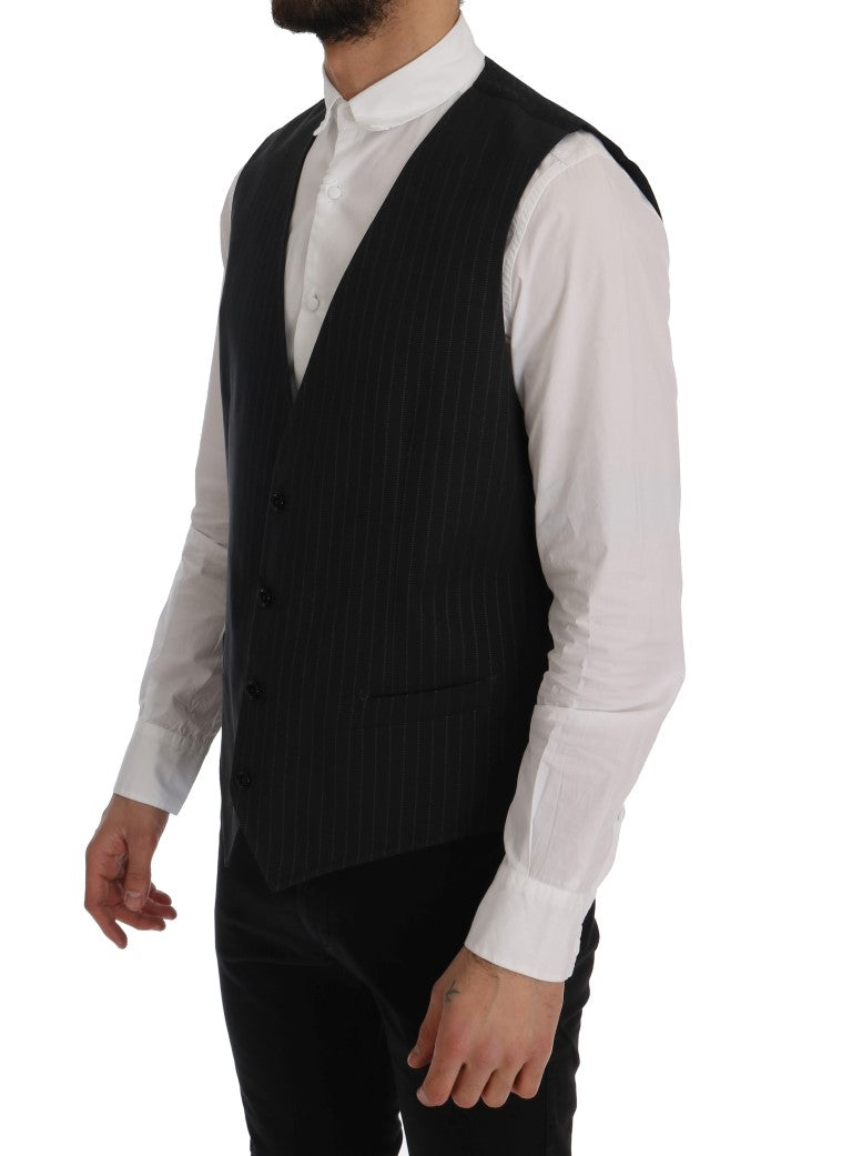 Dolce &amp; Gabbana Grey STAFF Cotton Vest with Stripes
