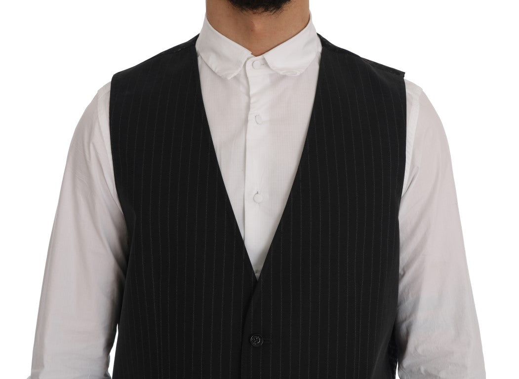 Dolce &amp; Gabbana Grey STAFF Cotton Vest with Stripes