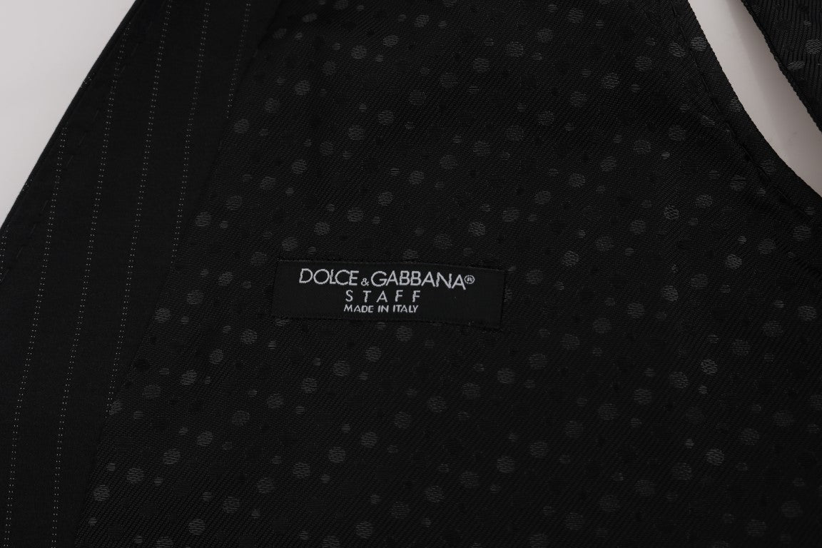 Dolce &amp; Gabbana Grey STAFF Cotton Vest with Stripes