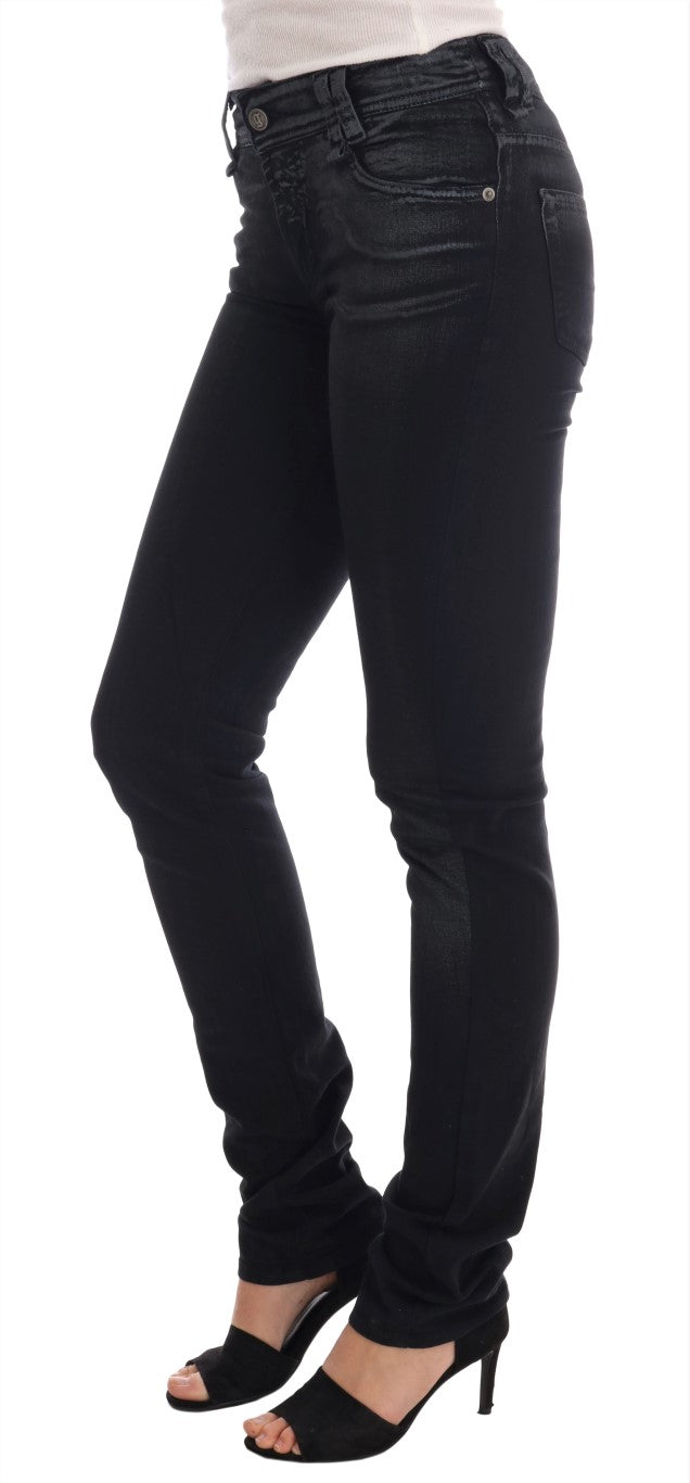 John Galliano Graue Baumwoll-Stretch-Jeans mit normaler Passform