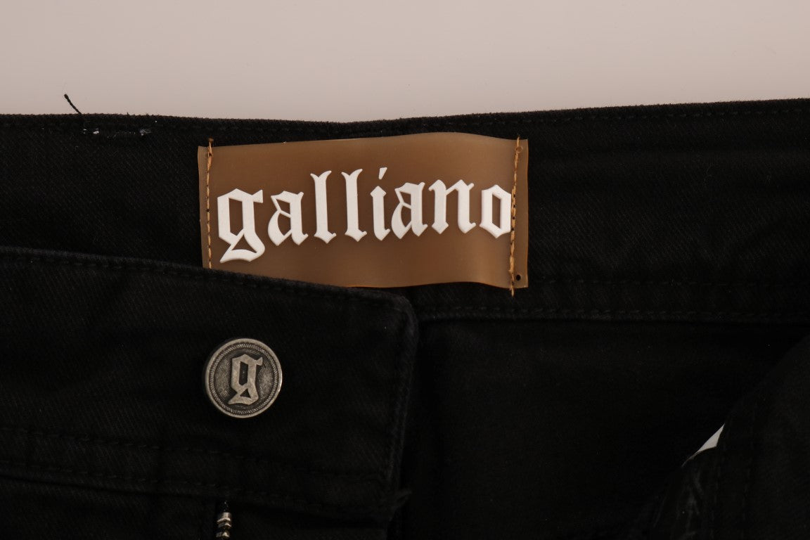 John Galliano Schwarze Baumwoll-Denim Stretch Jeans Regular Fit
