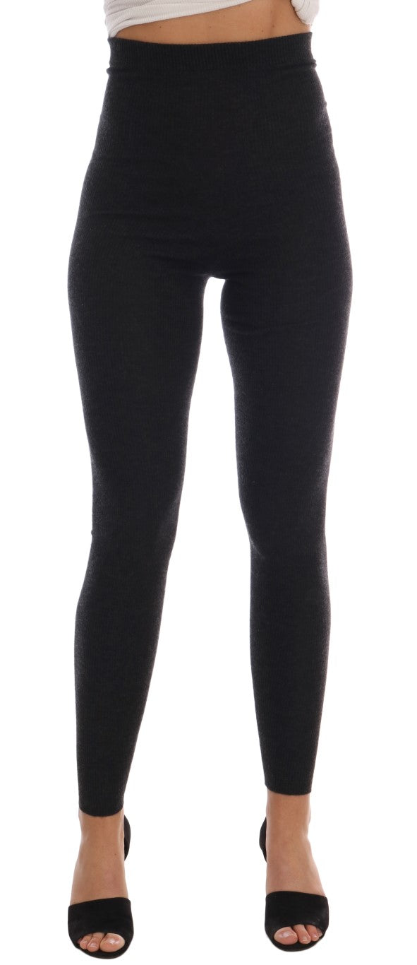 Dolce &amp; Gabbana grey ribbed cashmere stretch tights