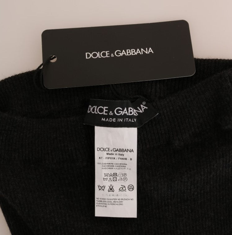 Dolce & Gabbana Graue gerippte Kaschmir-Stretch-Strumpfhose