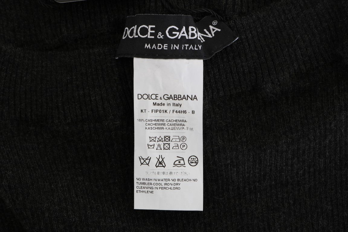 Dolce & Gabbana Graue gerippte Kaschmir-Stretch-Strumpfhose
