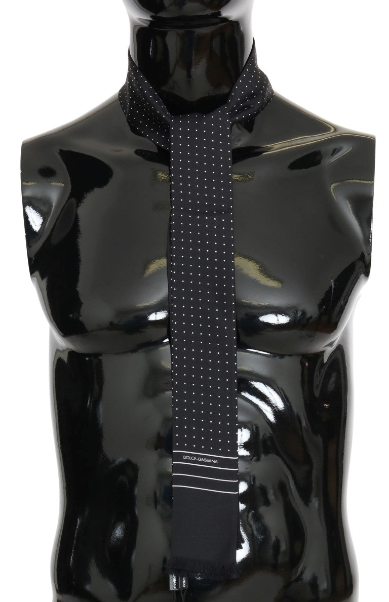 Dolce & Gabbana Dunkelblau gepunkteter Seidenschal
