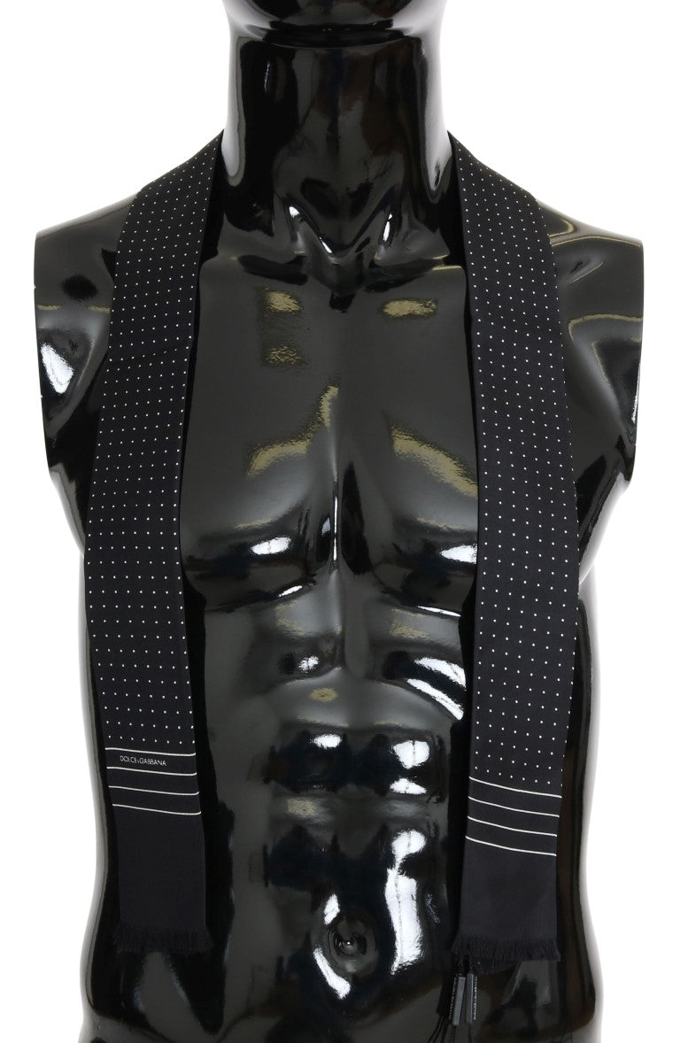 Dolce & Gabbana Dunkelblau gepunkteter Seidenschal