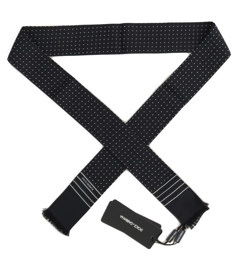 Dolce & Gabbana Dunkelblau gepunkteter Seidenschal