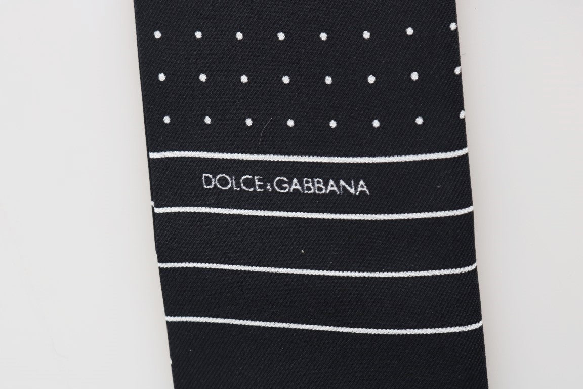 Dolce & Gabbana Dunkelblau gepunkteter Seidenschal
