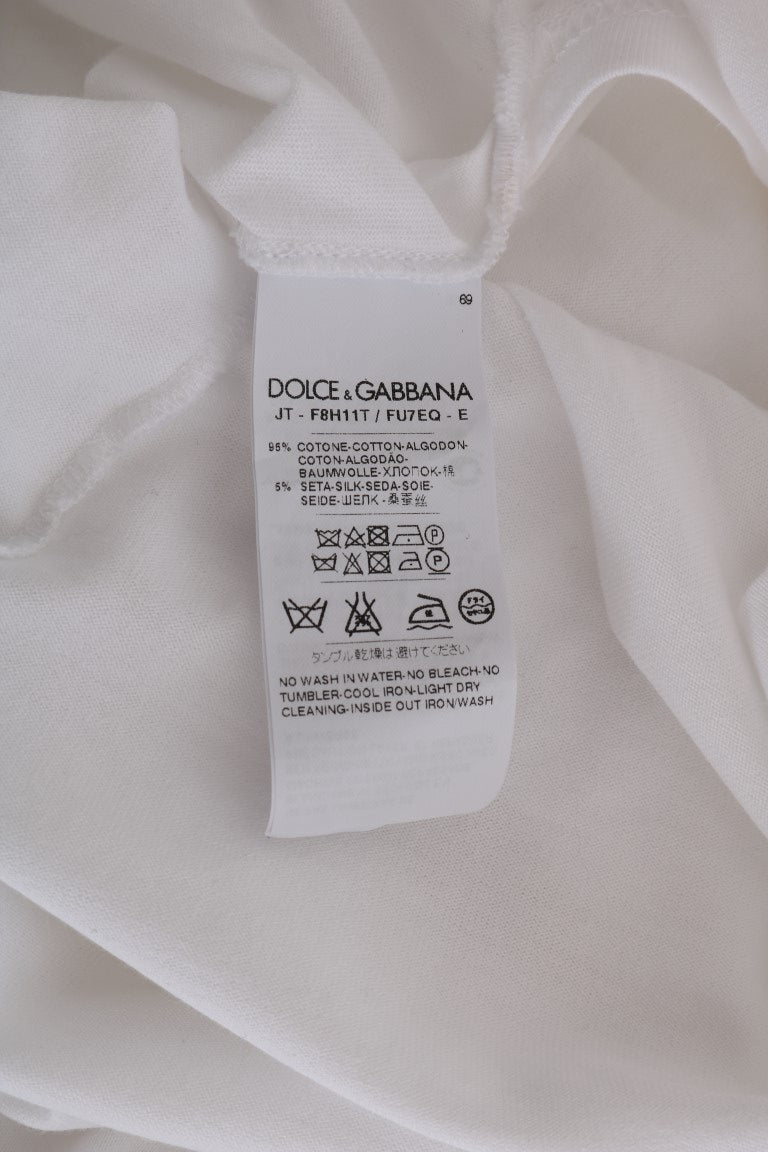 Dolce &amp; Gabbana beyaz pamuklu ve ipek tişört