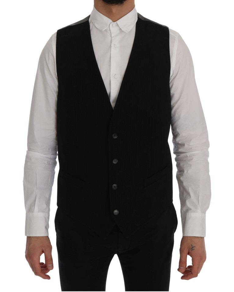 Dolce &amp; Gabbana Black STAFF Cotton Silk Vest