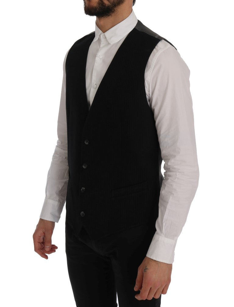 Dolce &amp; Gabbana Black STAFF Cotton Silk Vest