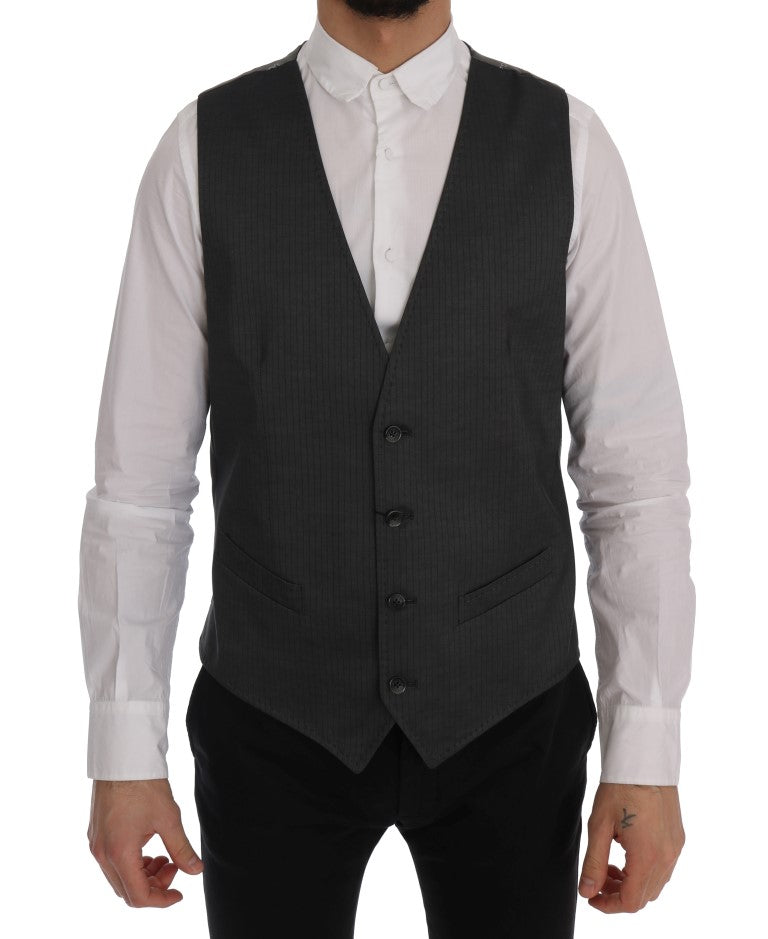 Dolce &amp; Gabbana Gray STAFF cotton silk vest