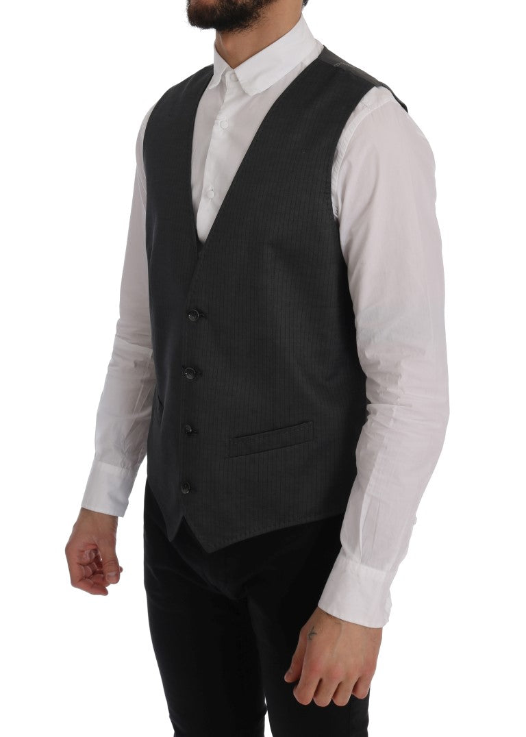 Dolce &amp; Gabbana Gray STAFF cotton silk vest