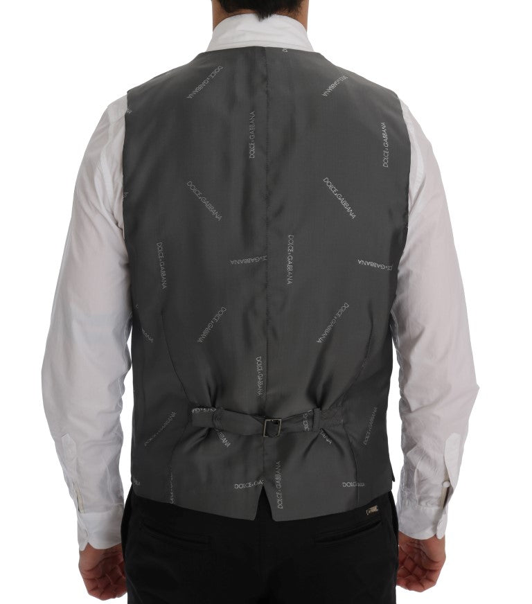 Dolce &amp; Gabbana Gray STAFF cotton silk vest