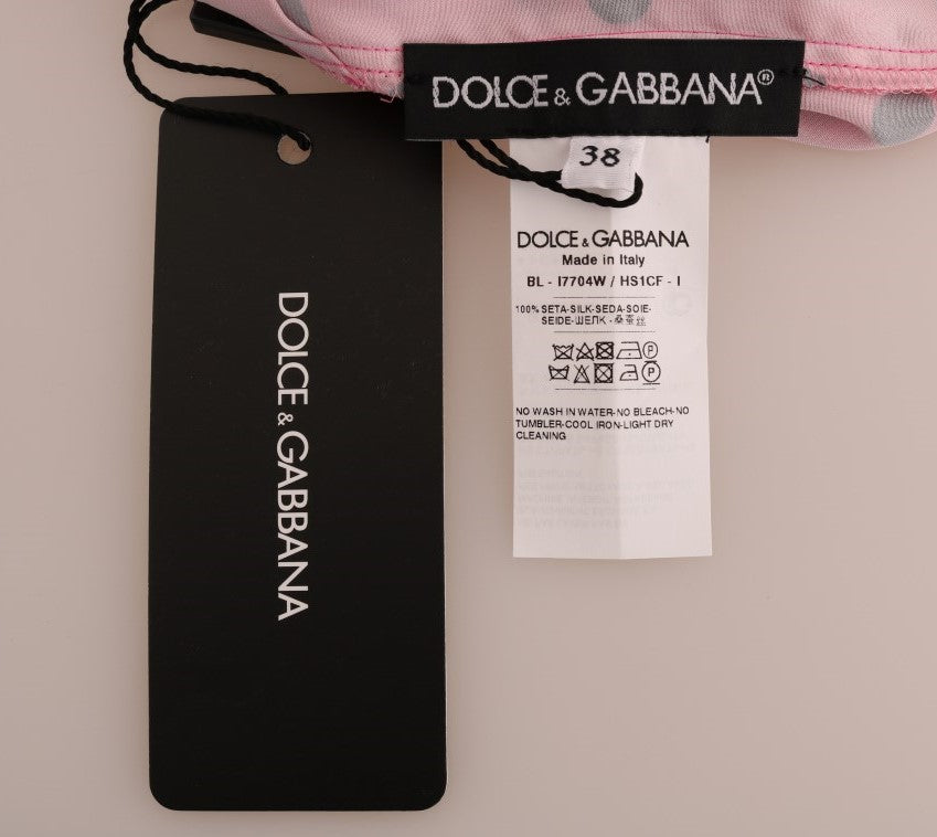 Dolce &amp; Gabbana pembe puantiyeli ipek bluz