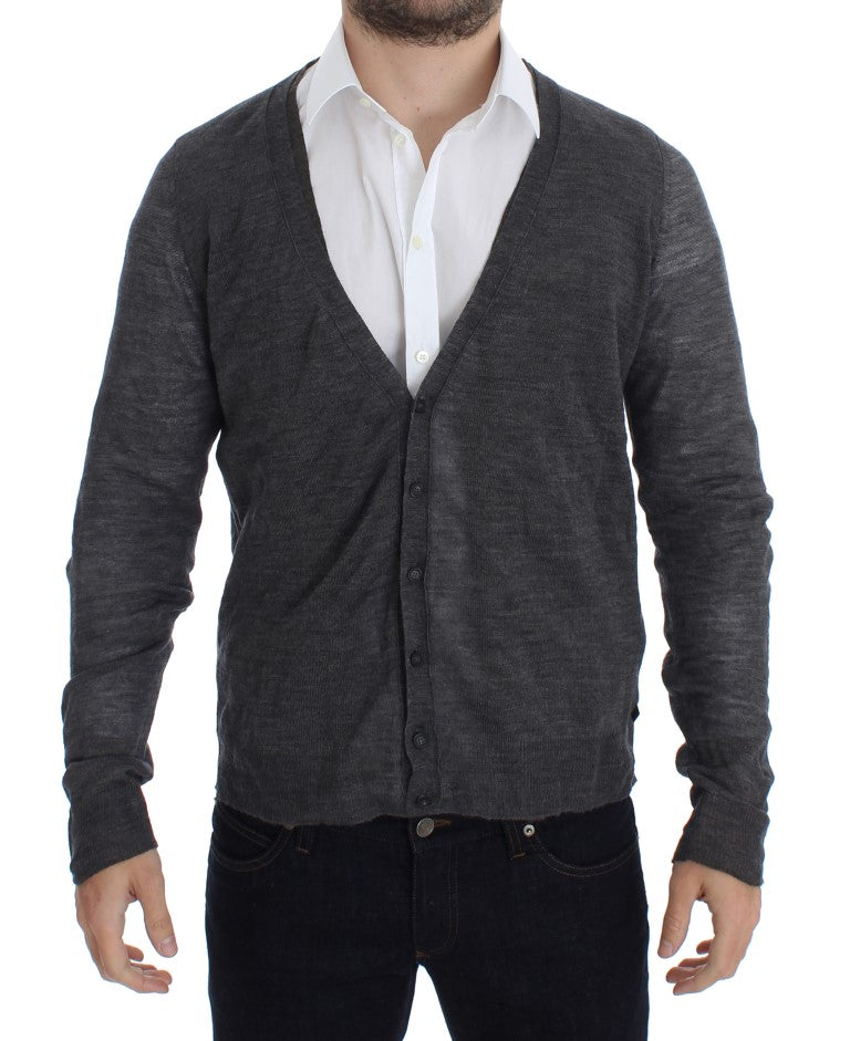 Costume National grey wool button-front sweater