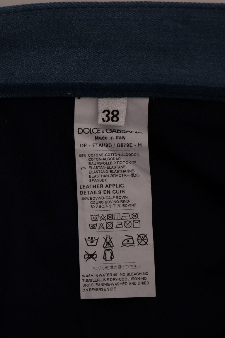 Dolce & Gabbana Blaue GIRLY Jeans aus gestreifter Baumwolle