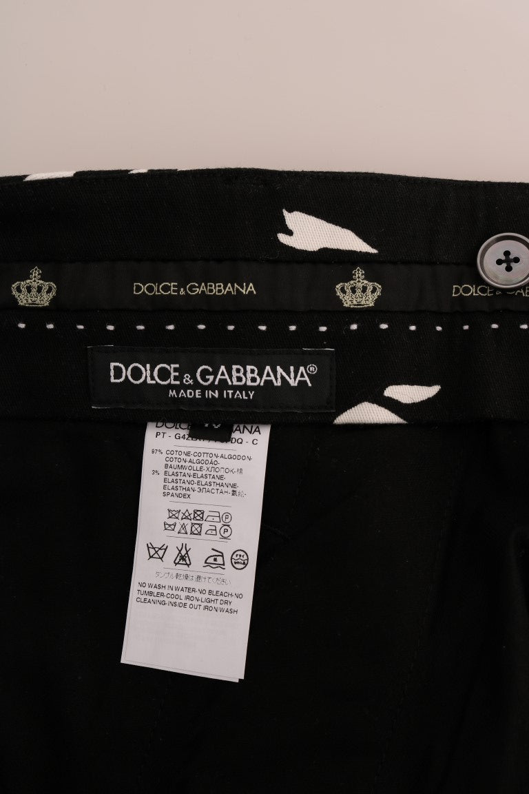 Dolce & Gabbana Black Tree Baumwoll-Stretch-Hose