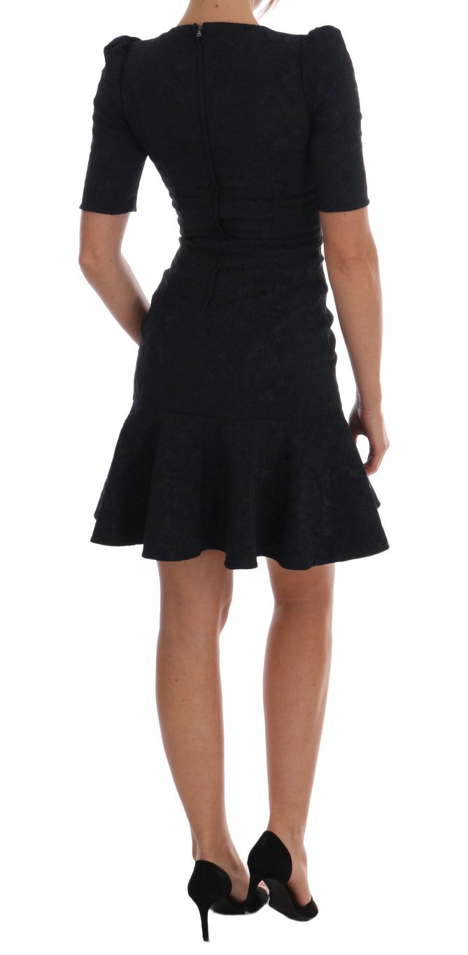 Dolce &amp; Gabbana siyah ve mavi kapaklı mini elbise