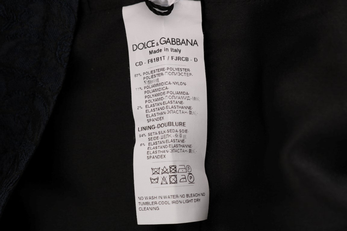 Dolce &amp; Gabbana siyah ve mavi kapaklı mini elbise