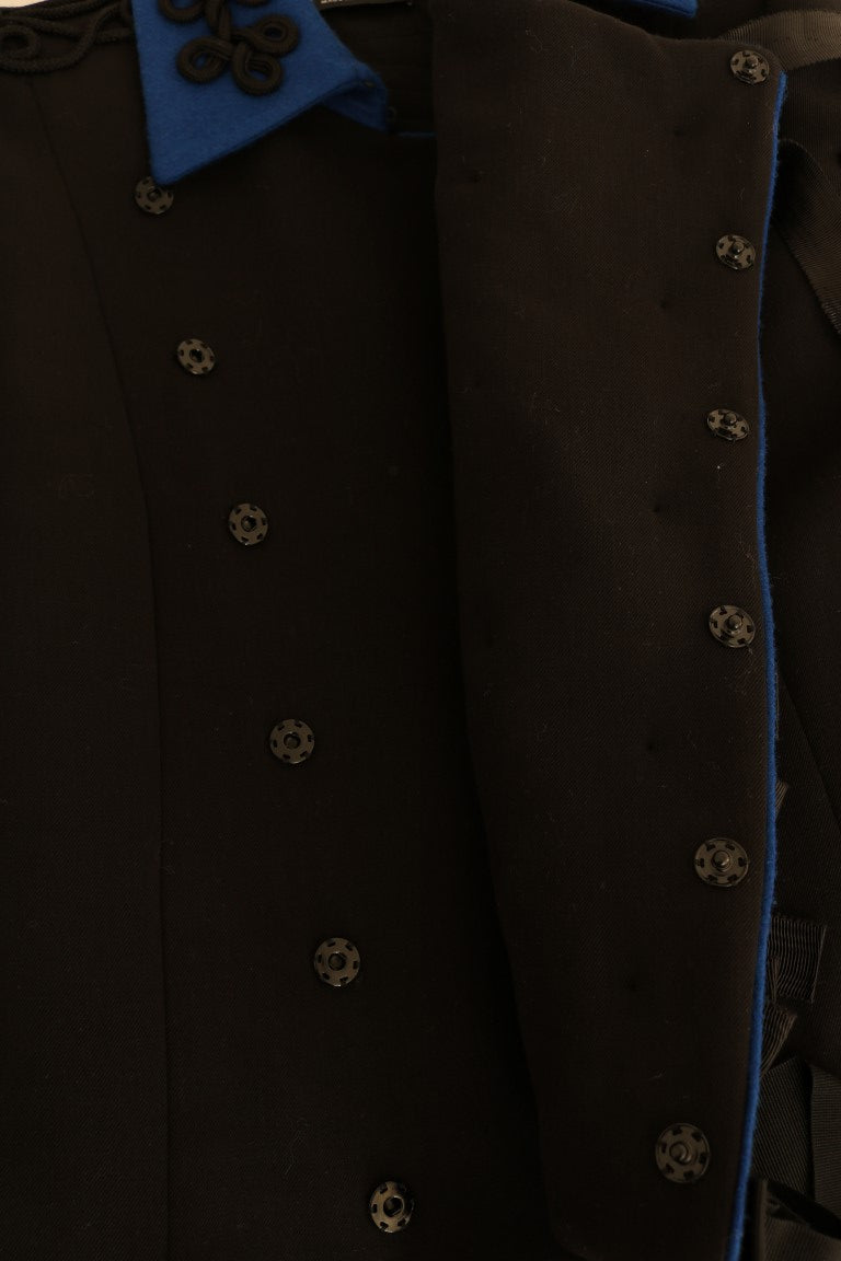 Dolce &amp; Gabbana Chic siyah ve mavi kısa trençkot ceket