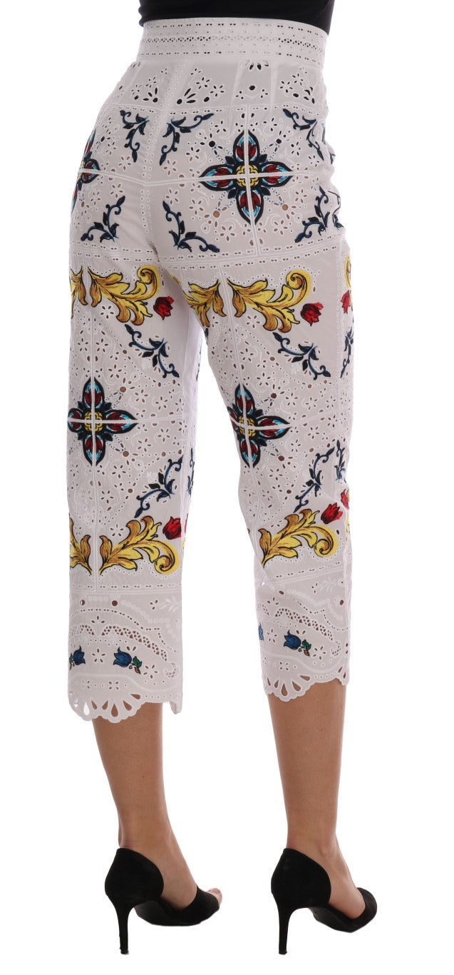 Dolce & Gabbana Mulicolor Majolika Ausschnitt Caprihose